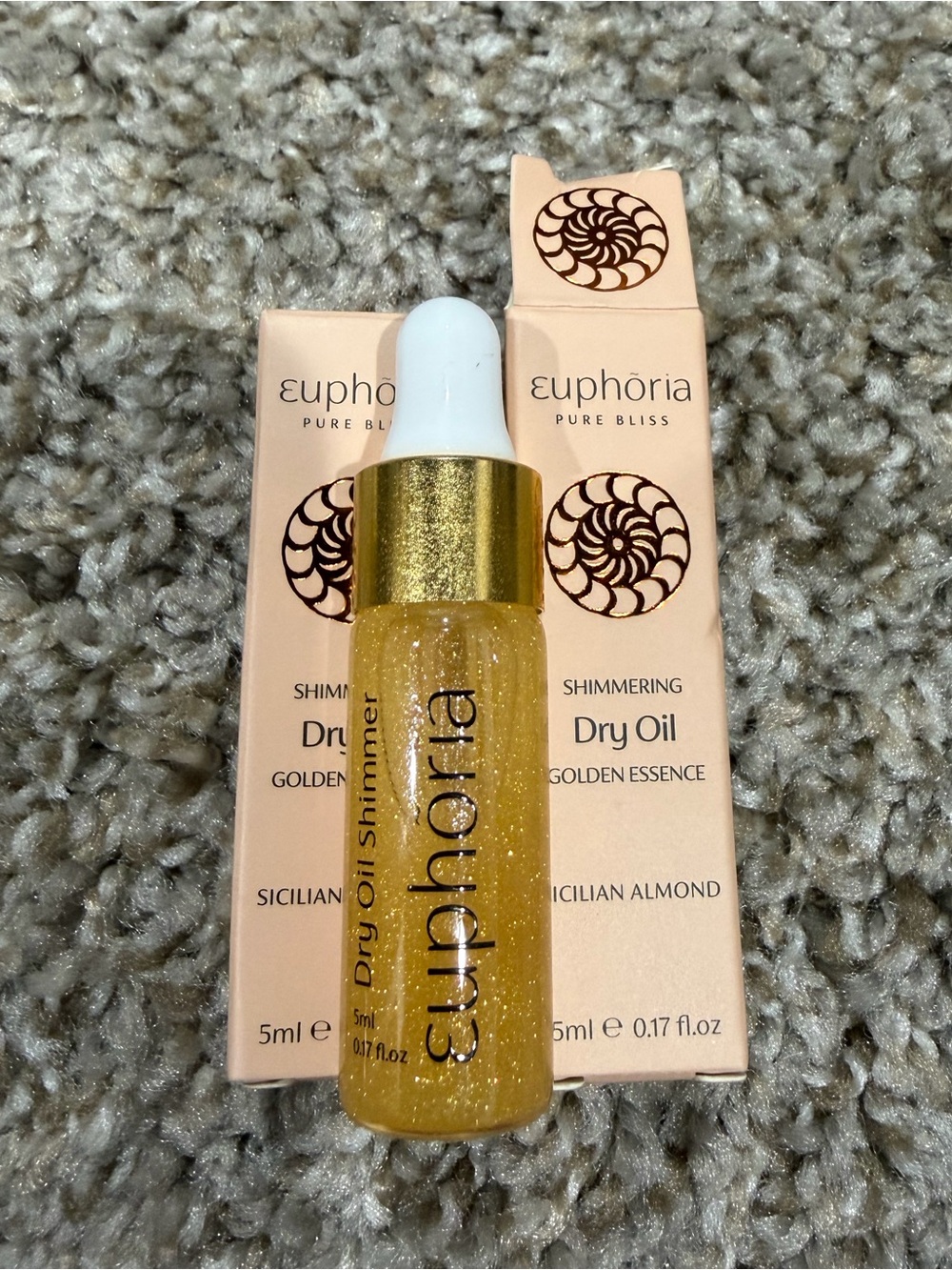 2 x Euphoria Shimmer Dry Body Oil Golden Essence Sicilian Almond NEW